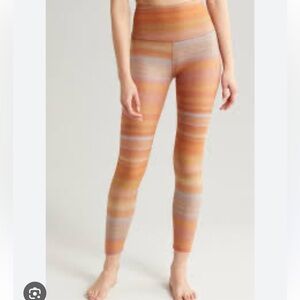 Beyond Yoga Orange and Tan Striped Leggings